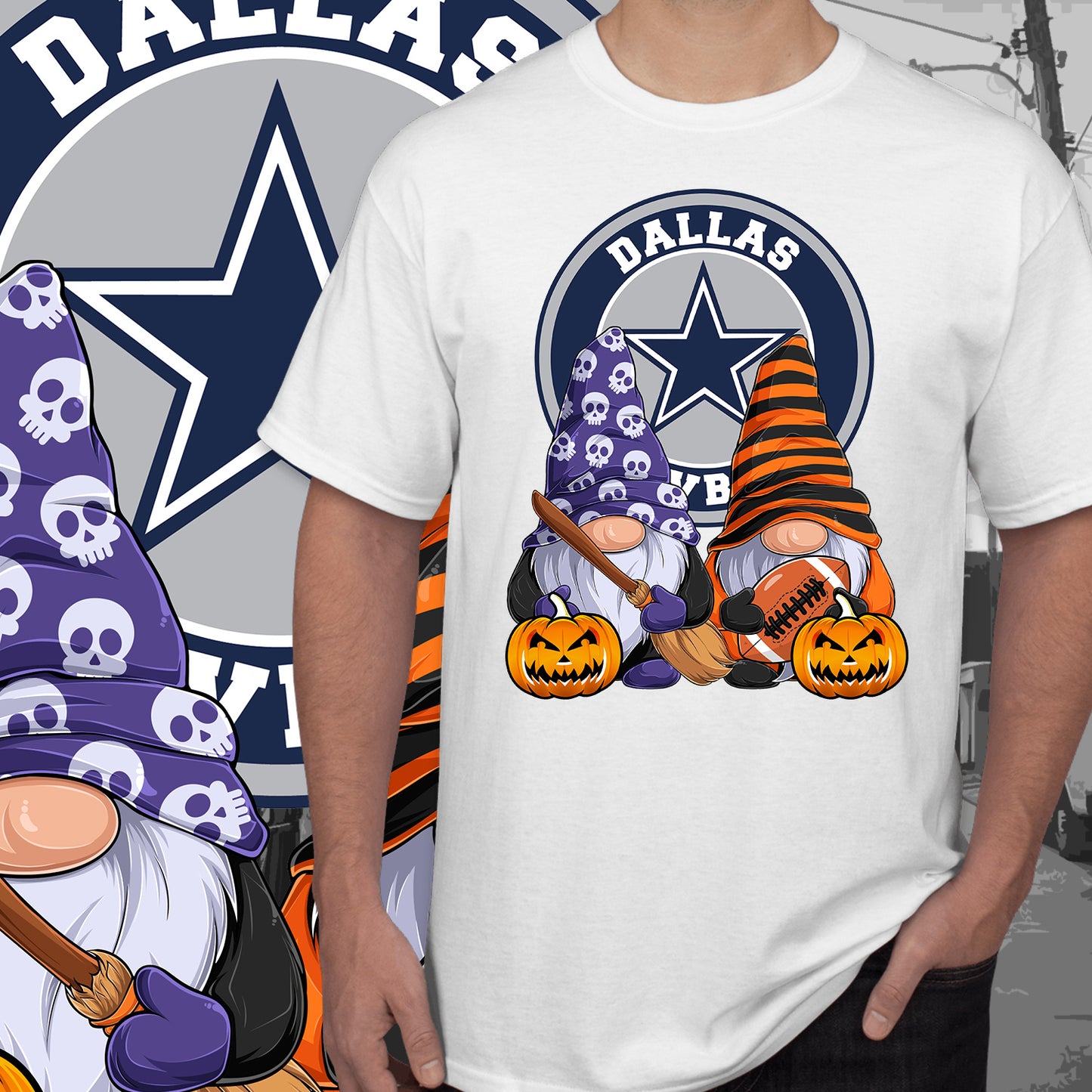 Halloween Football Gnomes Sublimation/DTF T-Shirt Images