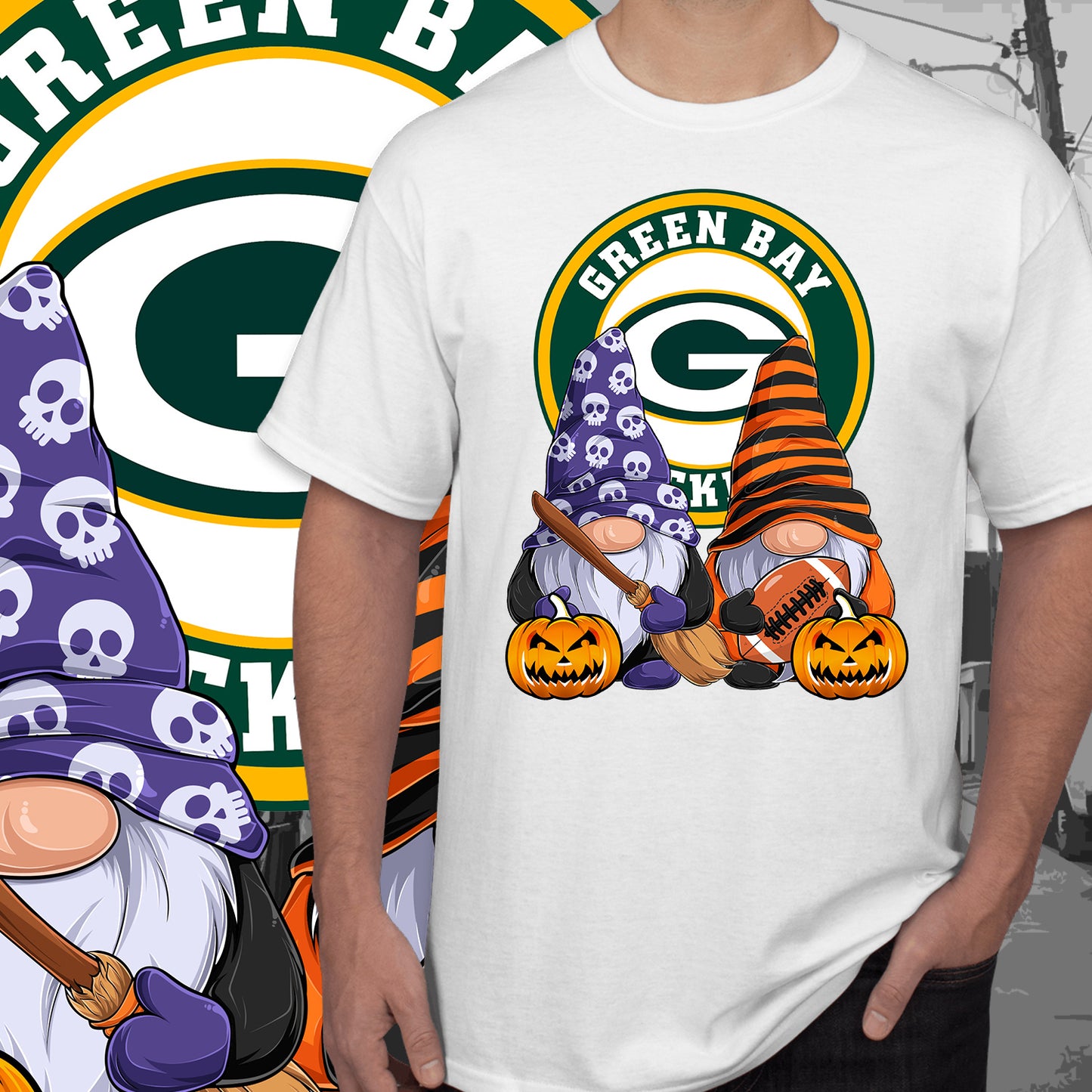 Halloween Football Gnomes Sublimation/DTF T-Shirt Images