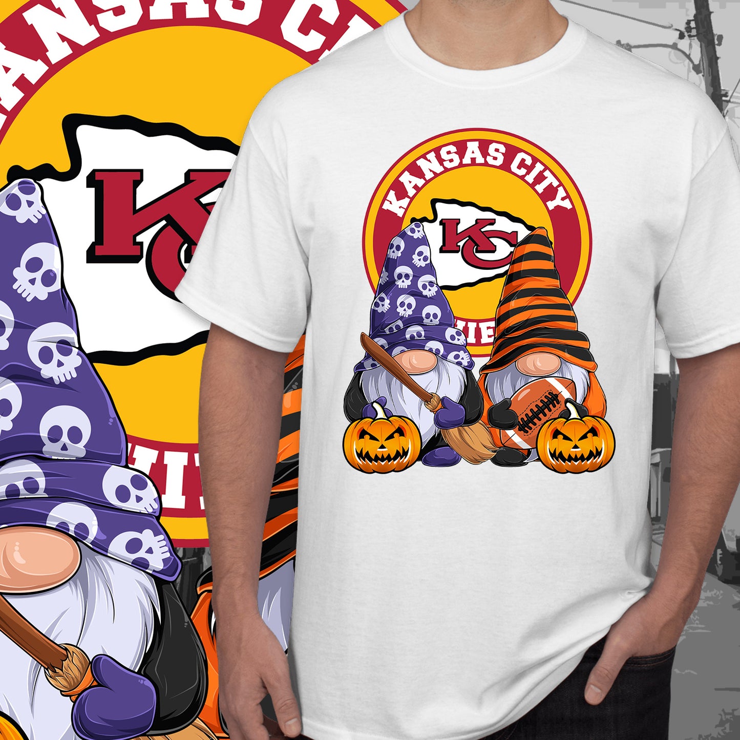 Halloween Football Gnomes Sublimation/DTF T-Shirt Images