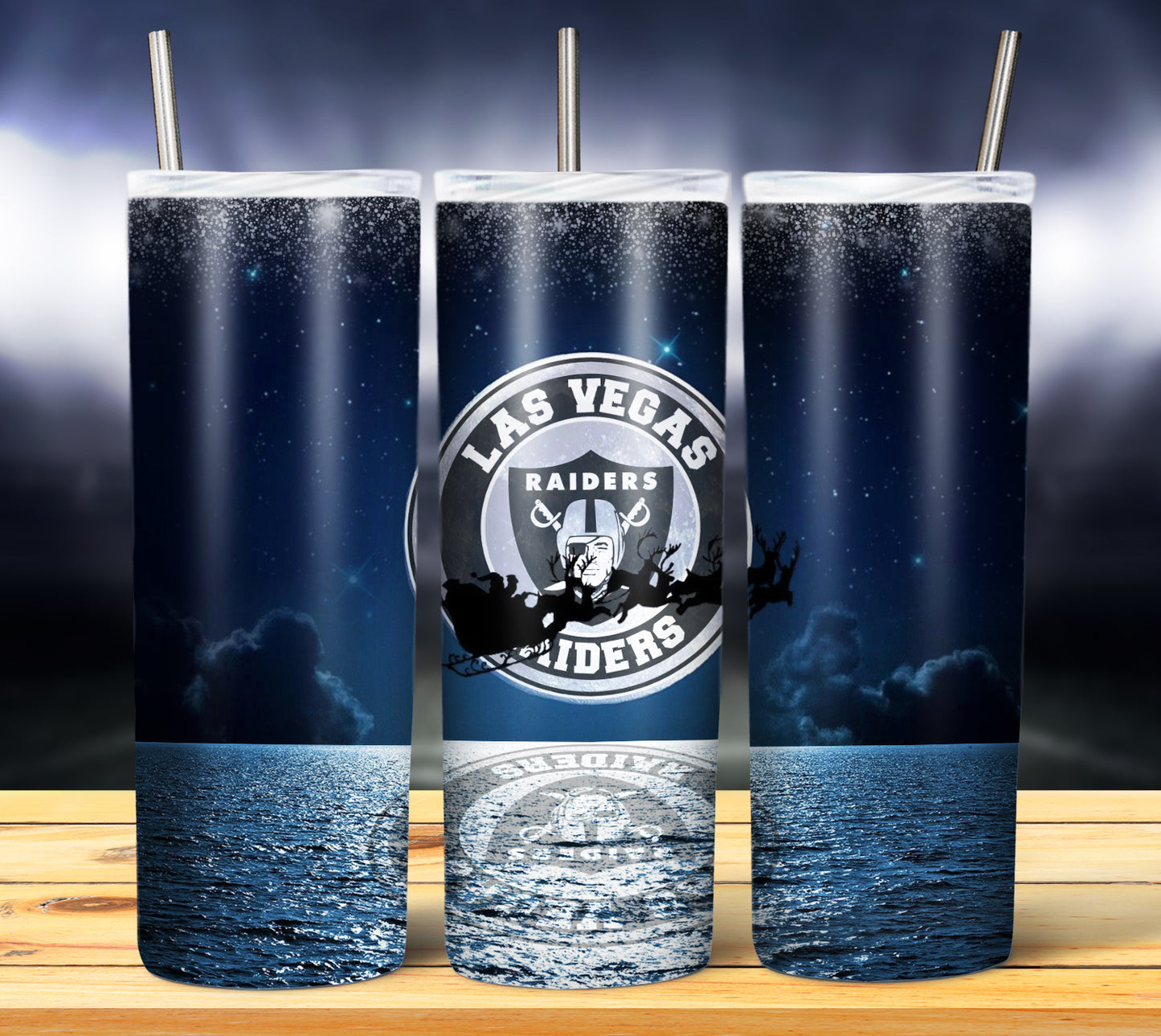 Santa Moon Football 20oz Sublimation Tumbler Image