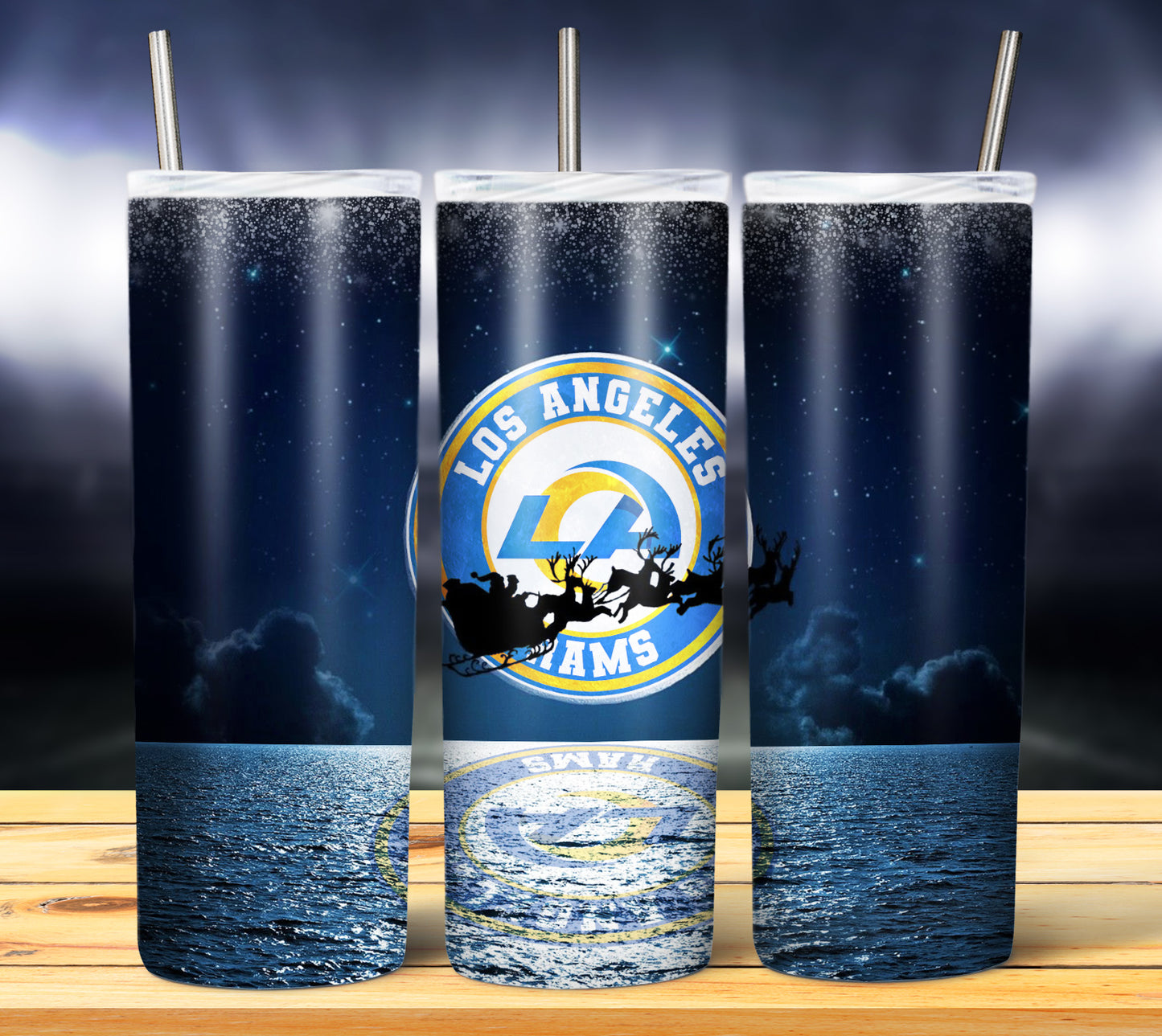 Santa Moon Football 20oz Sublimation Tumbler Image