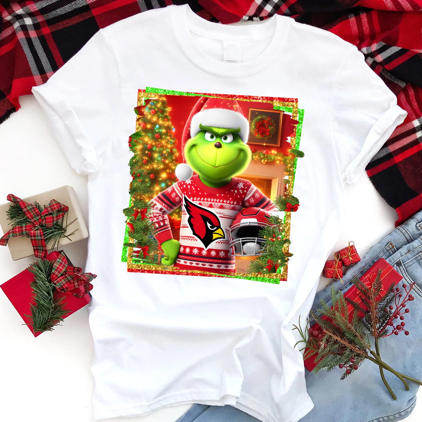 Christmas Grouch Football Sublimation T-Shirt Images / DTF