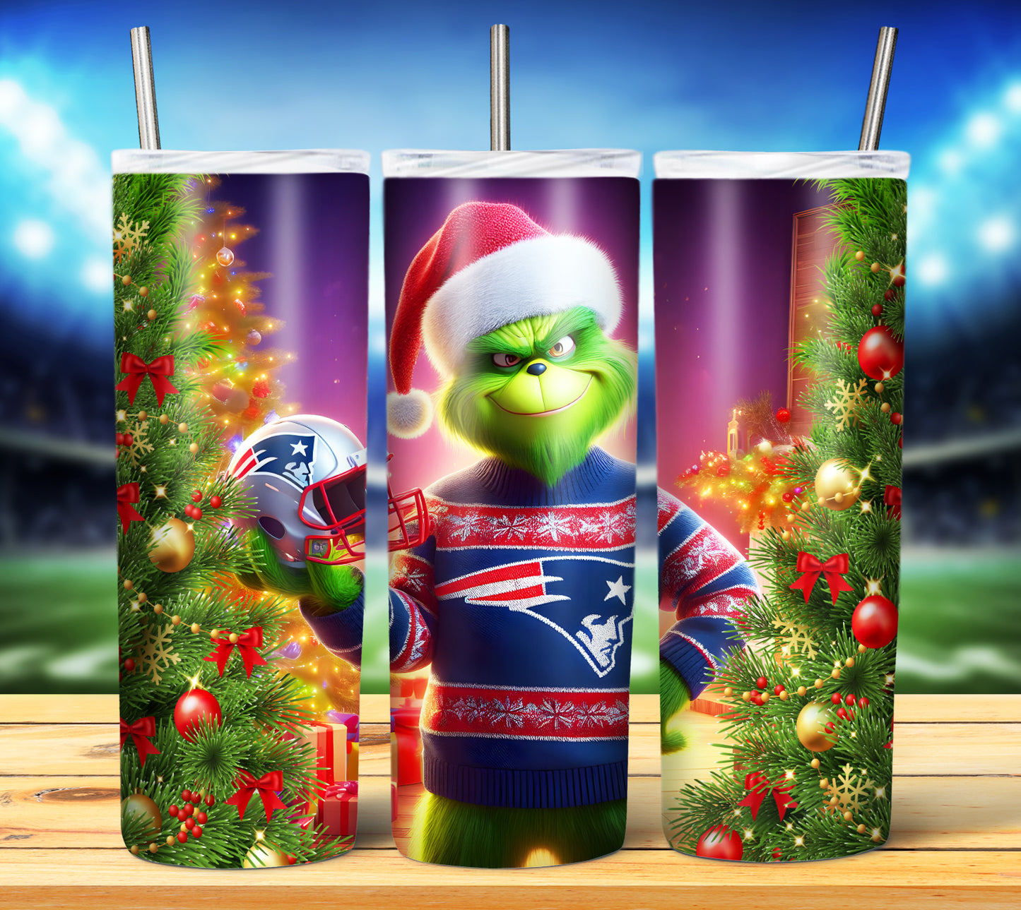 Christmas Football Grouch 20oz Sublimation Tumbler Image