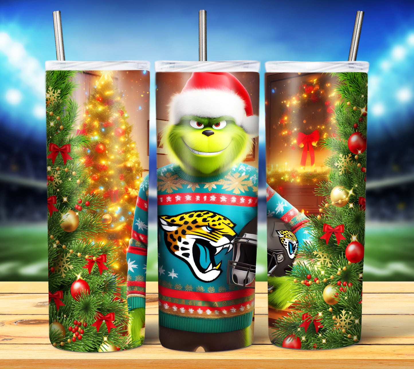 Christmas Football Grouch 20oz Sublimation Tumbler Image