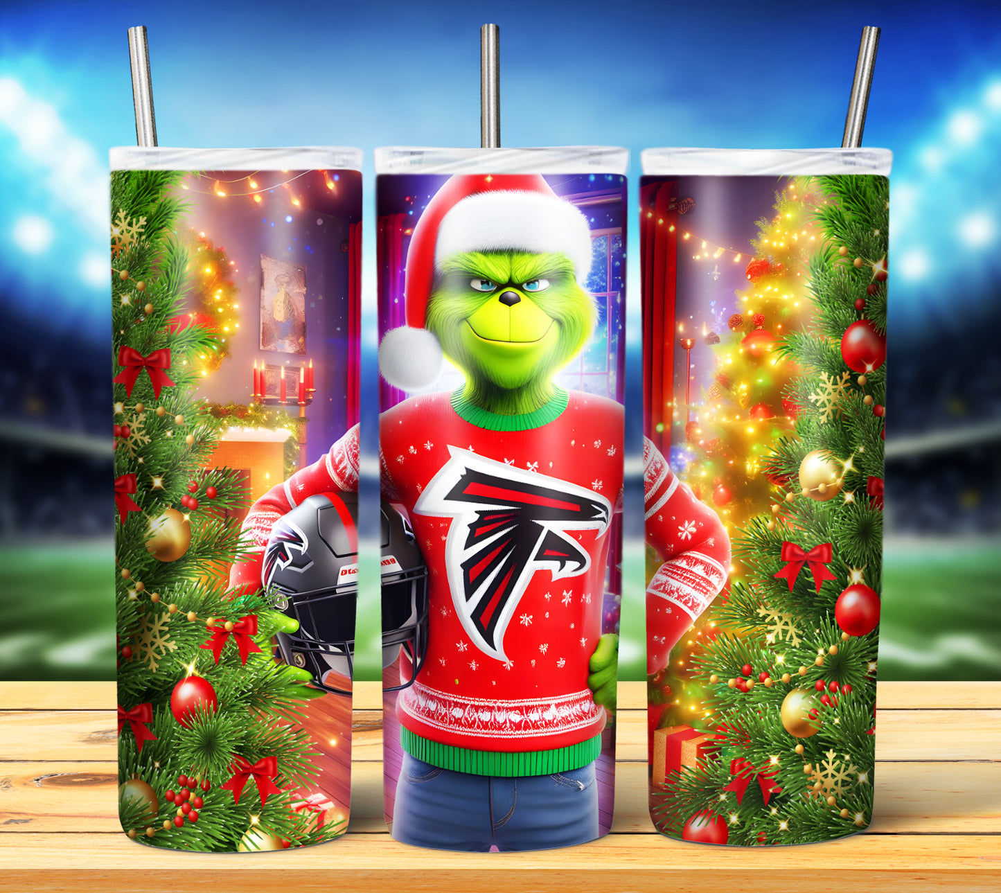 Christmas Football Grouch 20oz Sublimation Tumbler Image