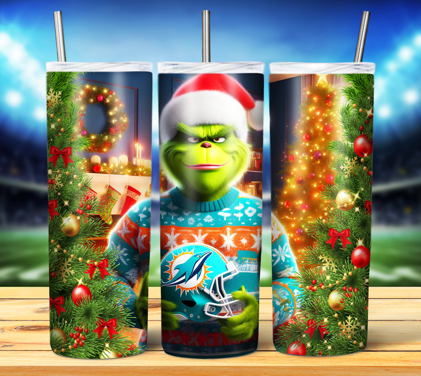 Christmas Football Grouch 20oz Sublimation Tumbler Image