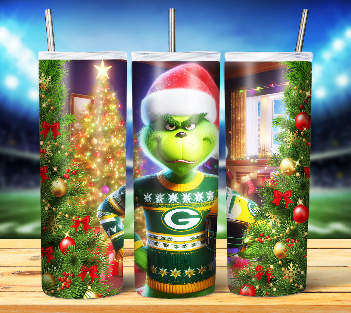 Christmas Football Grouch 20oz Sublimation Tumbler Image