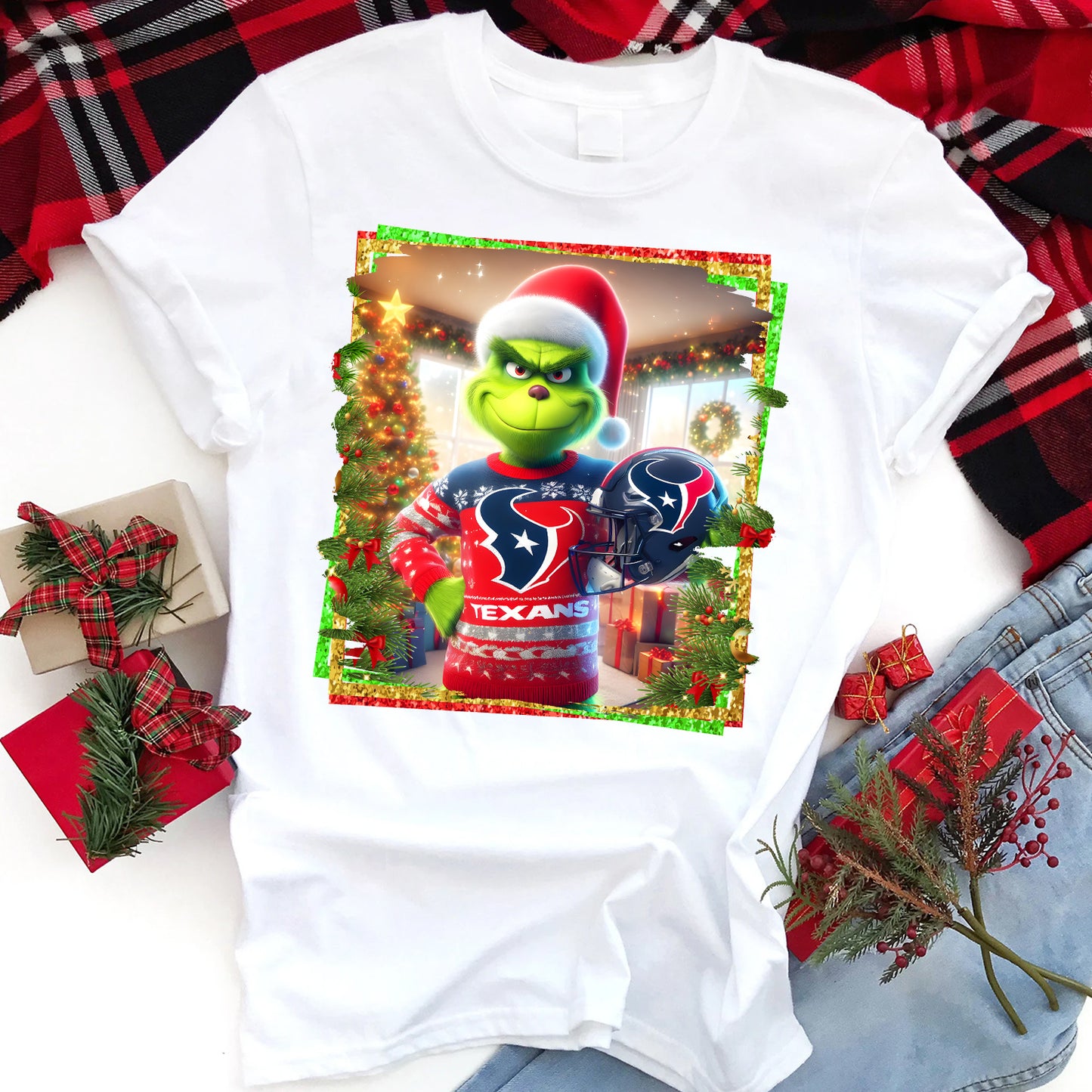 Christmas Grouch Football Sublimation T-Shirt Images / DTF