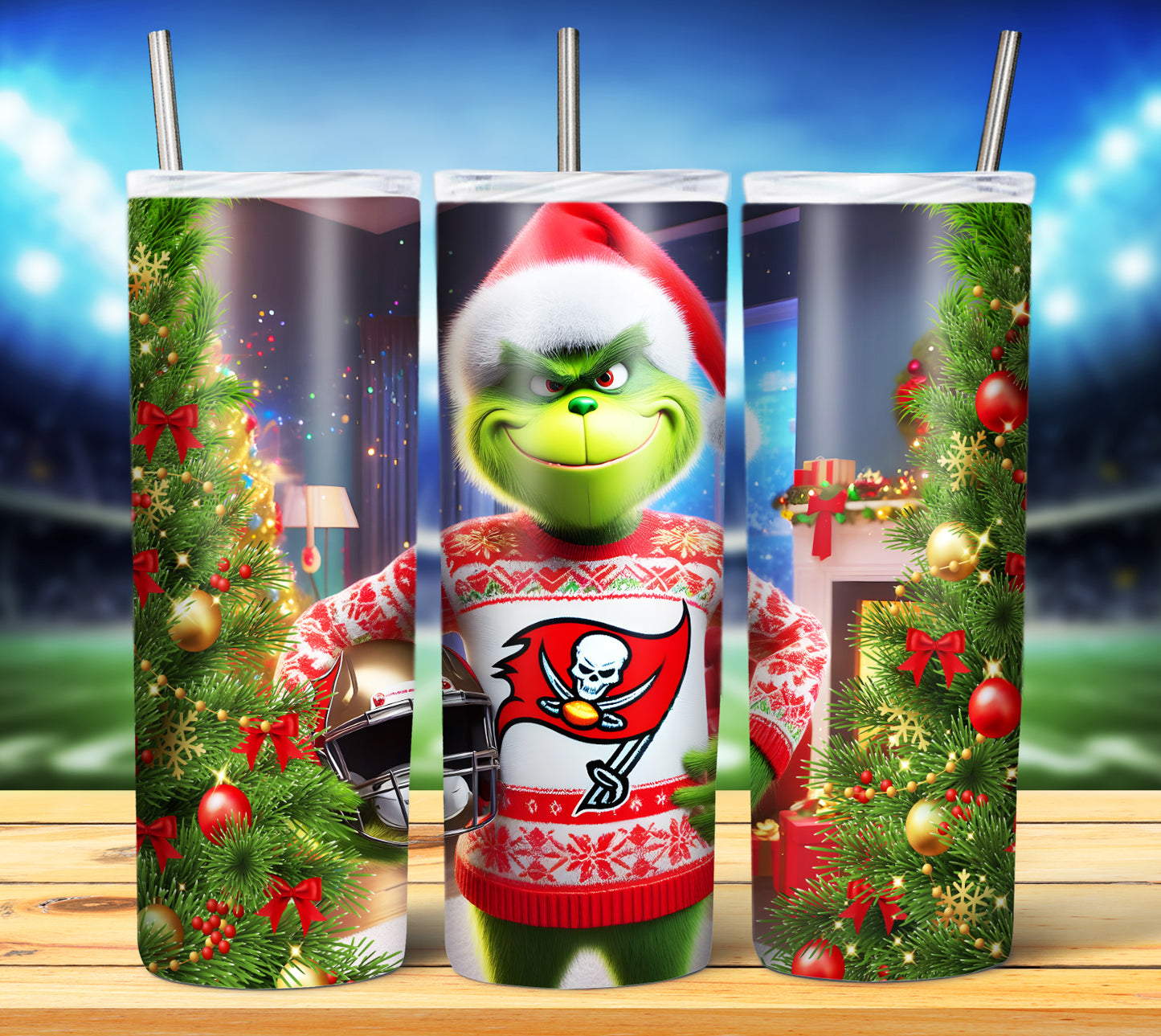 Christmas Football Grouch 20oz Sublimation Tumbler Image