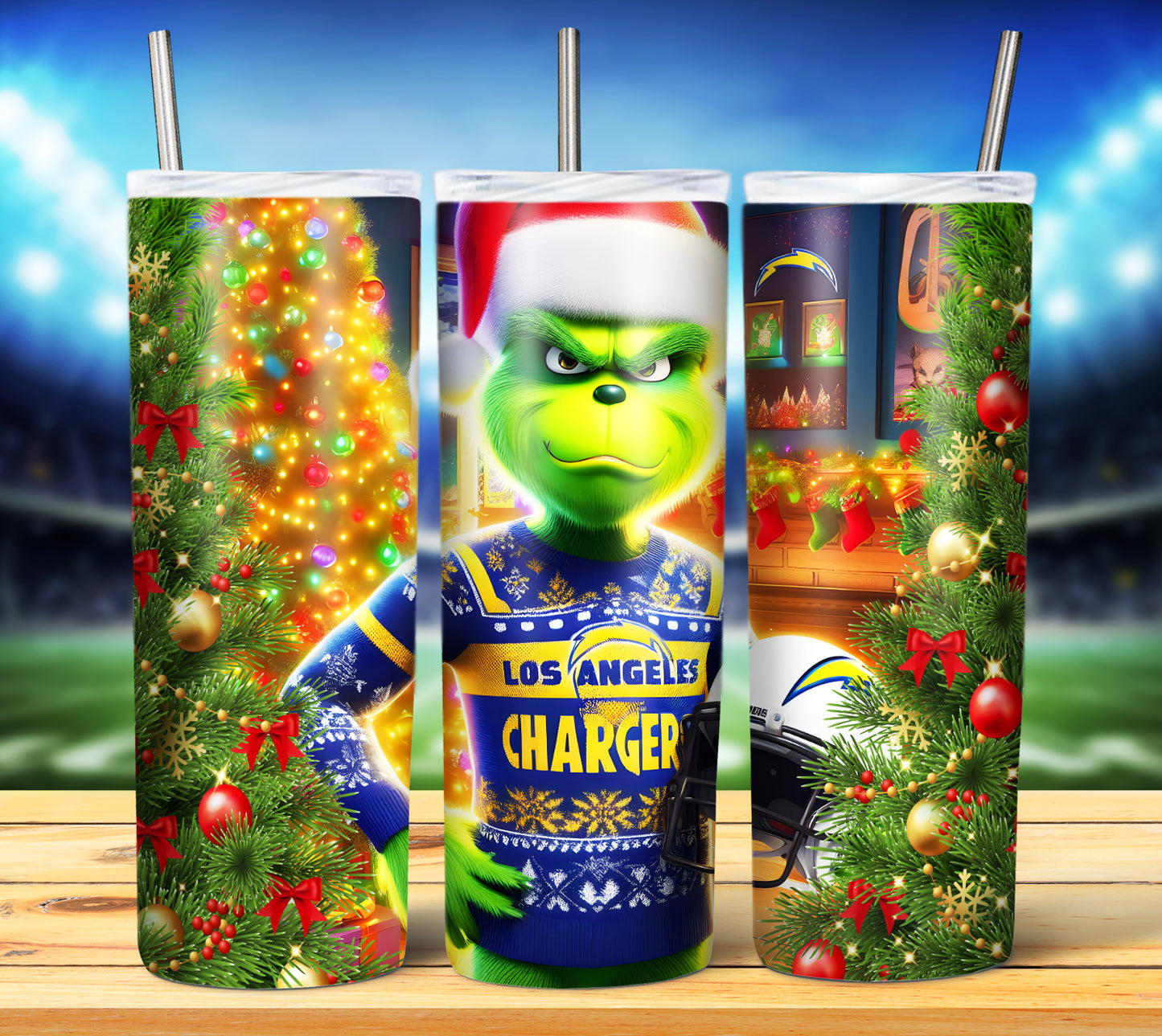 Christmas Football Grouch 20oz Sublimation Tumbler Image