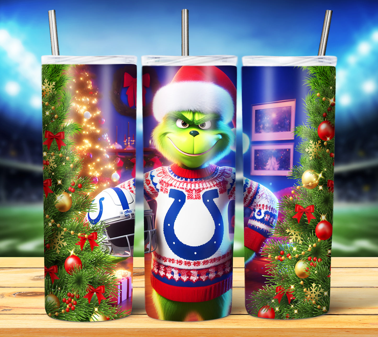 Christmas Football Grouch 20oz Sublimation Tumbler Image