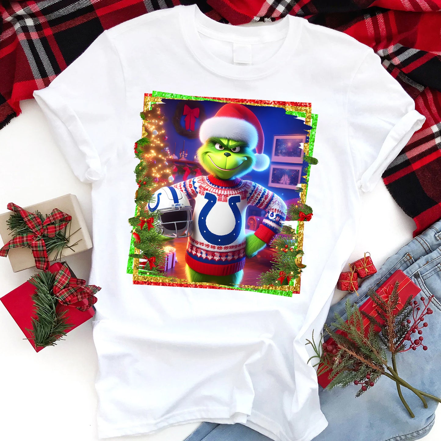 Christmas Grouch Football Sublimation T-Shirt Images / DTF