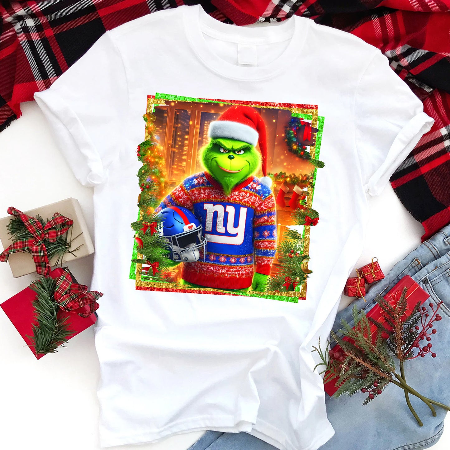 Christmas Grouch Football Sublimation T-Shirt Images / DTF