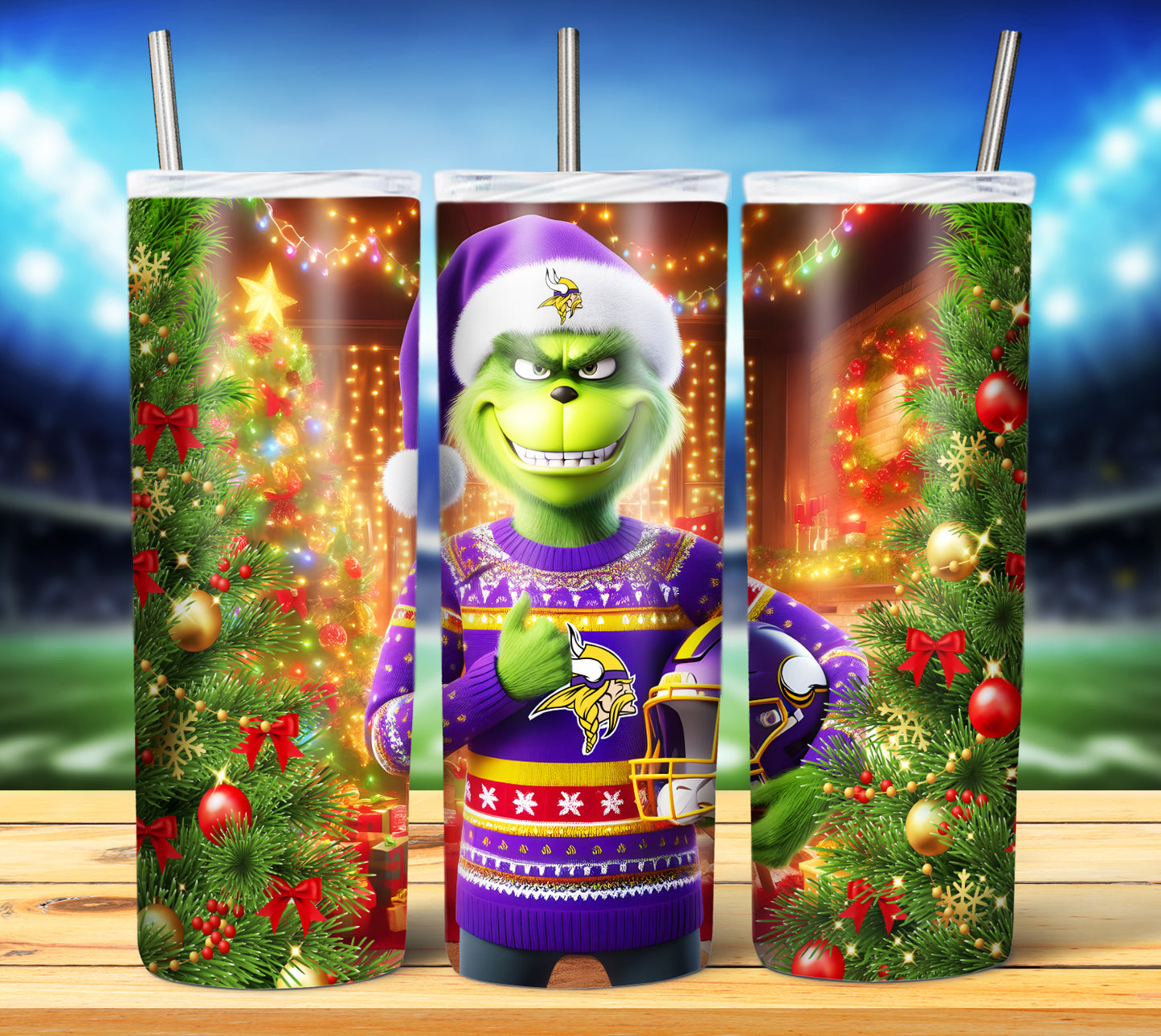 Christmas Football Grouch 20oz Sublimation Tumbler Image