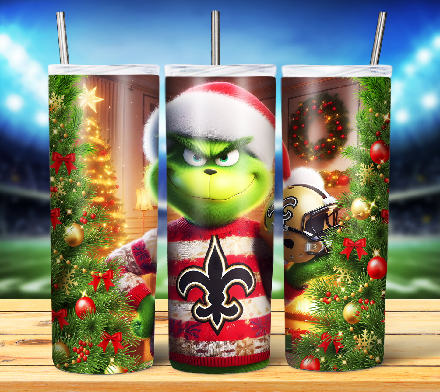 Christmas Football Grouch 20oz Sublimation Tumbler Image