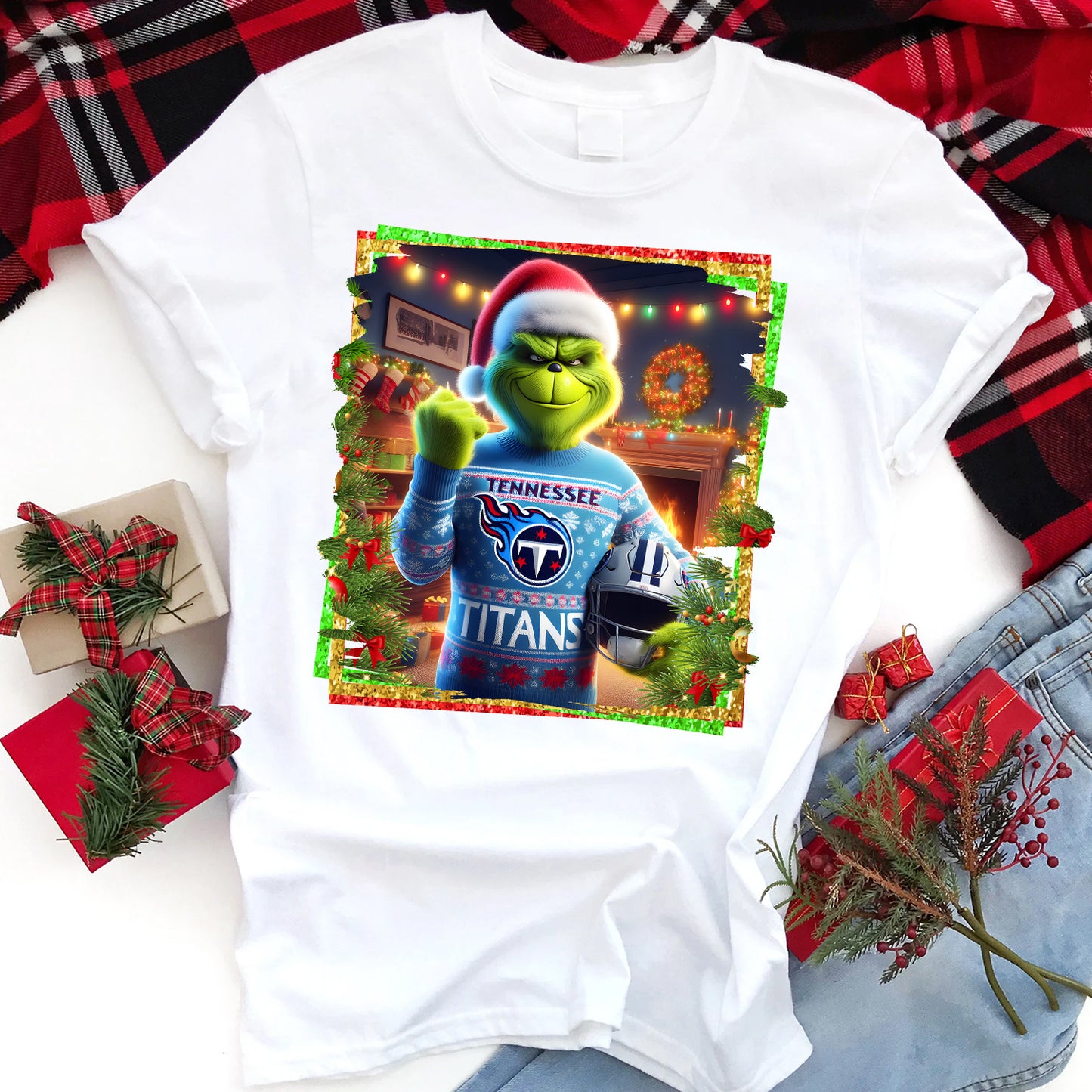 Christmas Grouch Football Sublimation T-Shirt Images / DTF