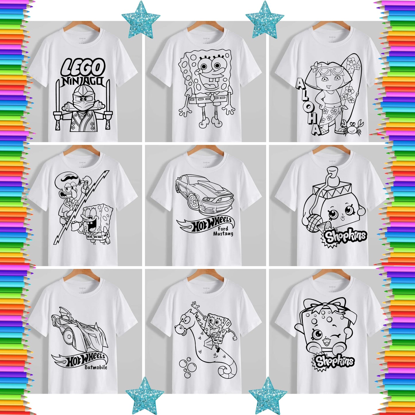 Kids Coloring Pillow Sublimation/T-Shirt Bundle