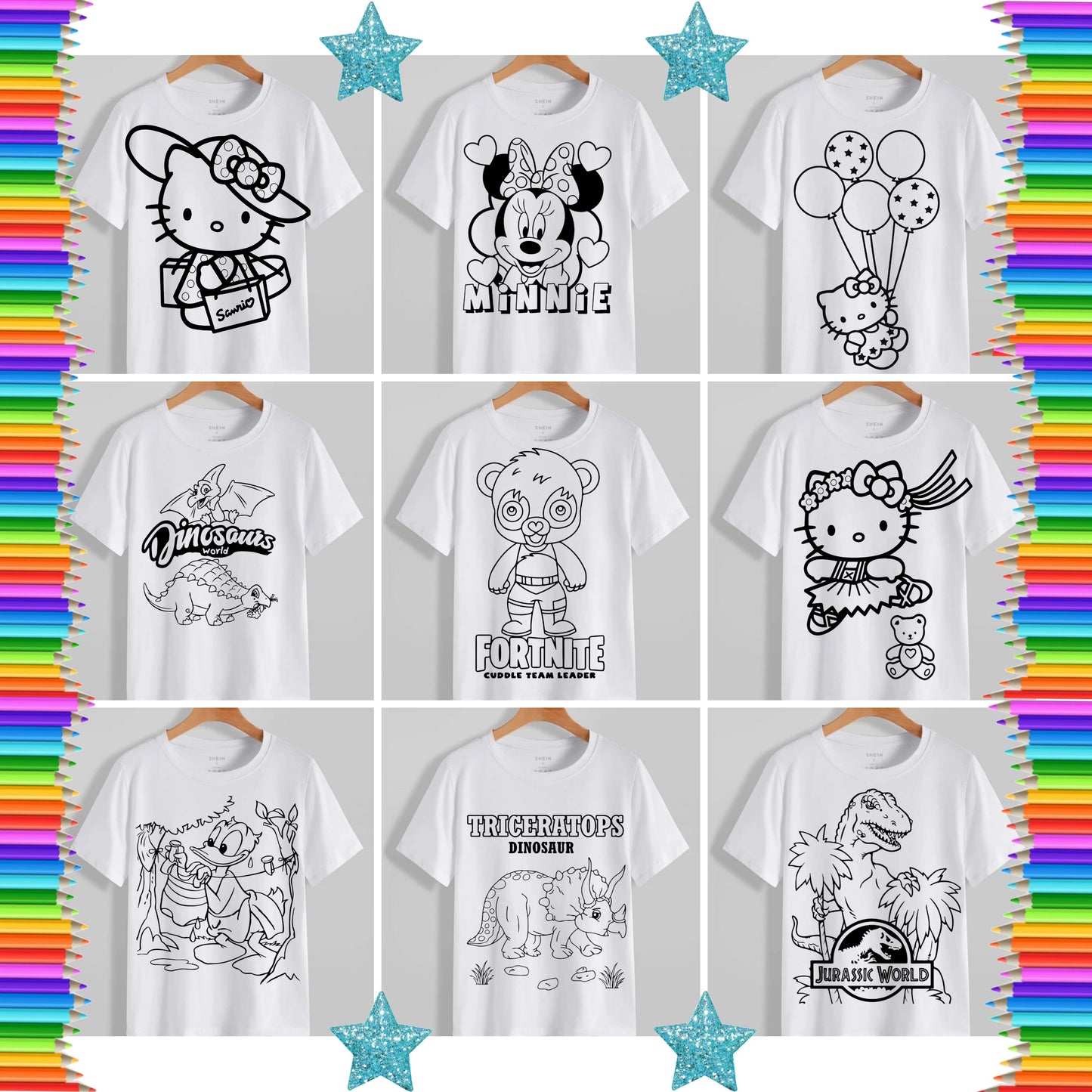 Kids Coloring Pillow Sublimation/T-Shirt Bundle