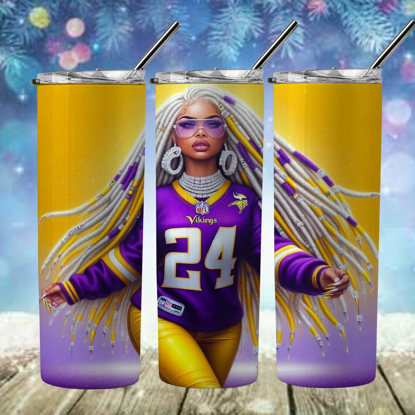 Lady Football 20oz Sublimation Tumbler Image