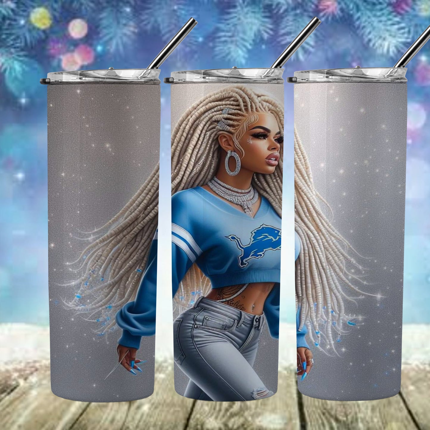 Lady Football 20oz Sublimation Tumbler Image