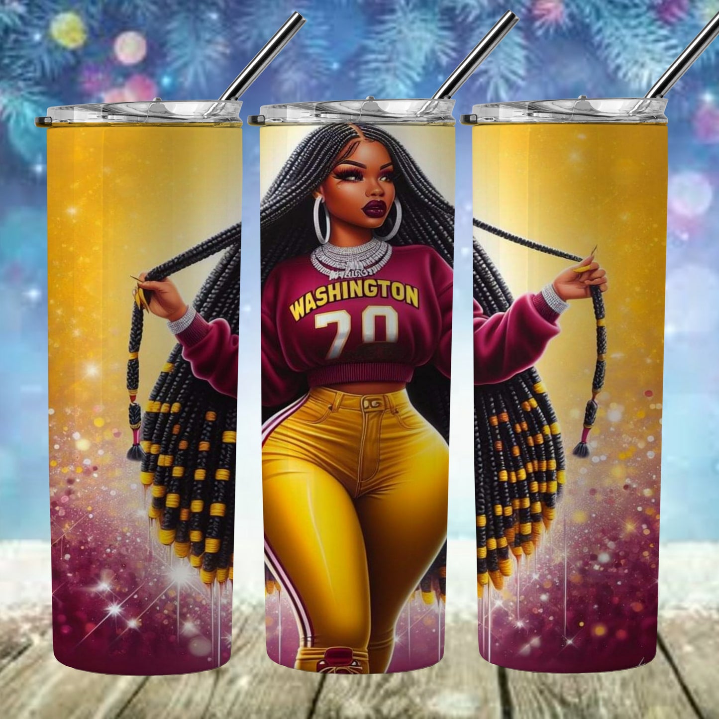 Lady Football 20oz Sublimation Tumbler Image