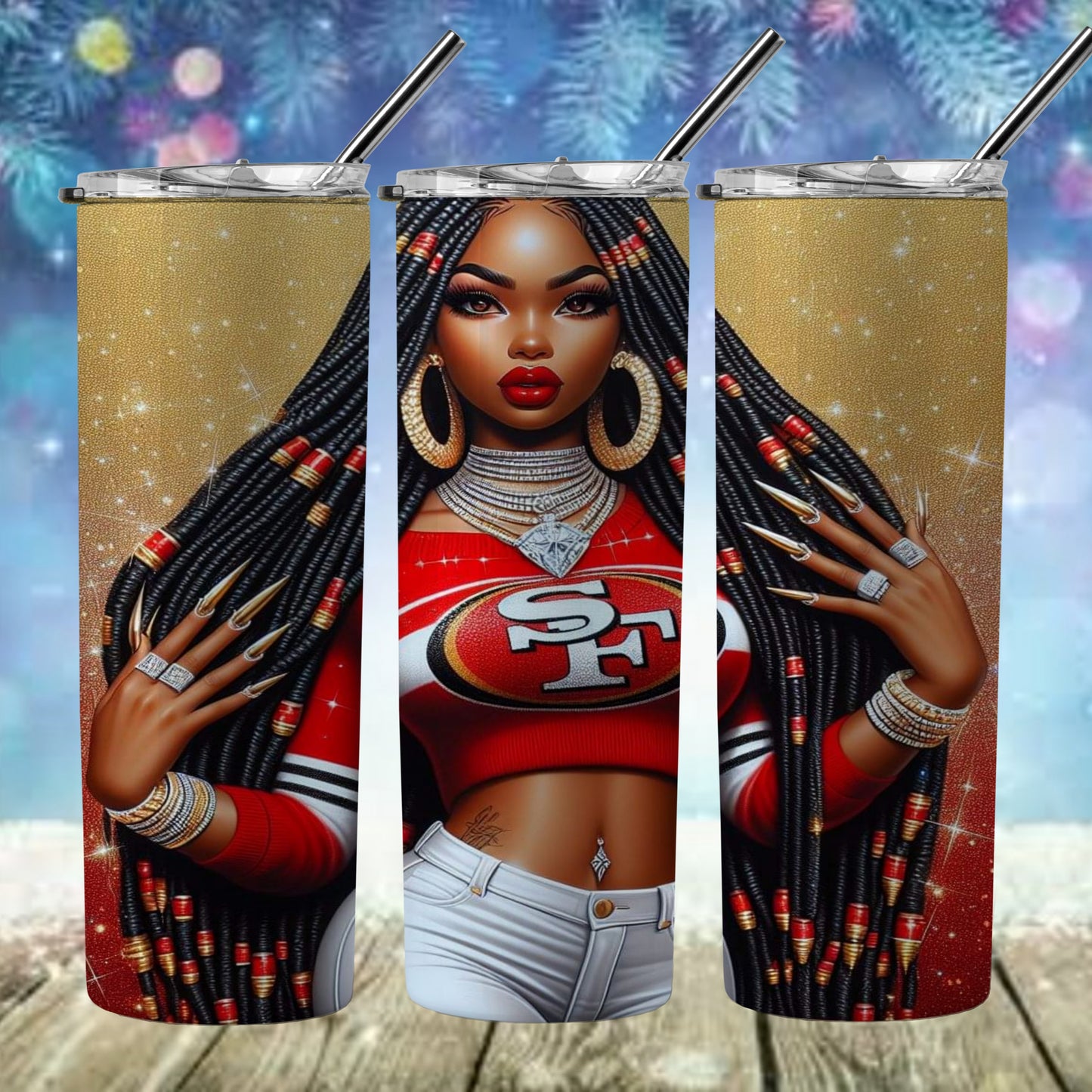 Lady Football 20oz Sublimation Tumbler Image