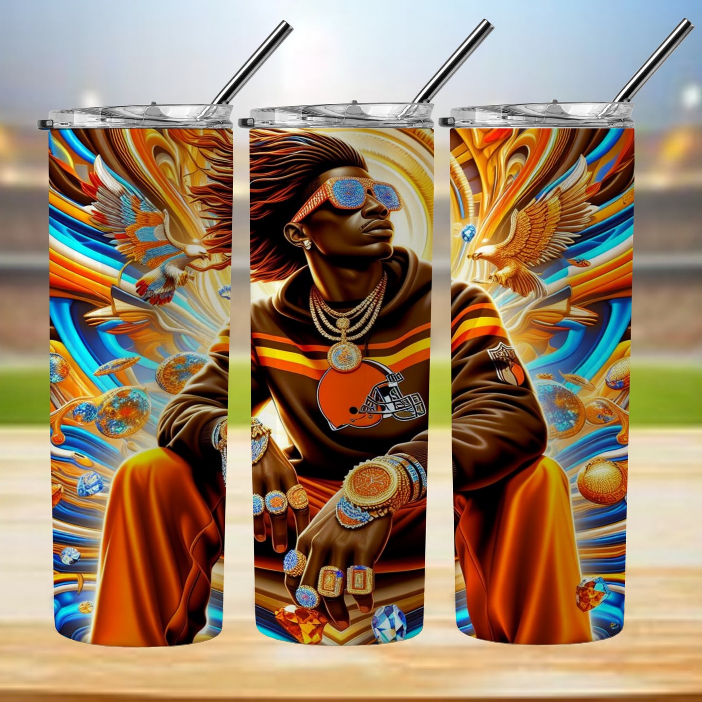 Kaleidoscope Football 20oz Sublimation Tumbler Image Bundle