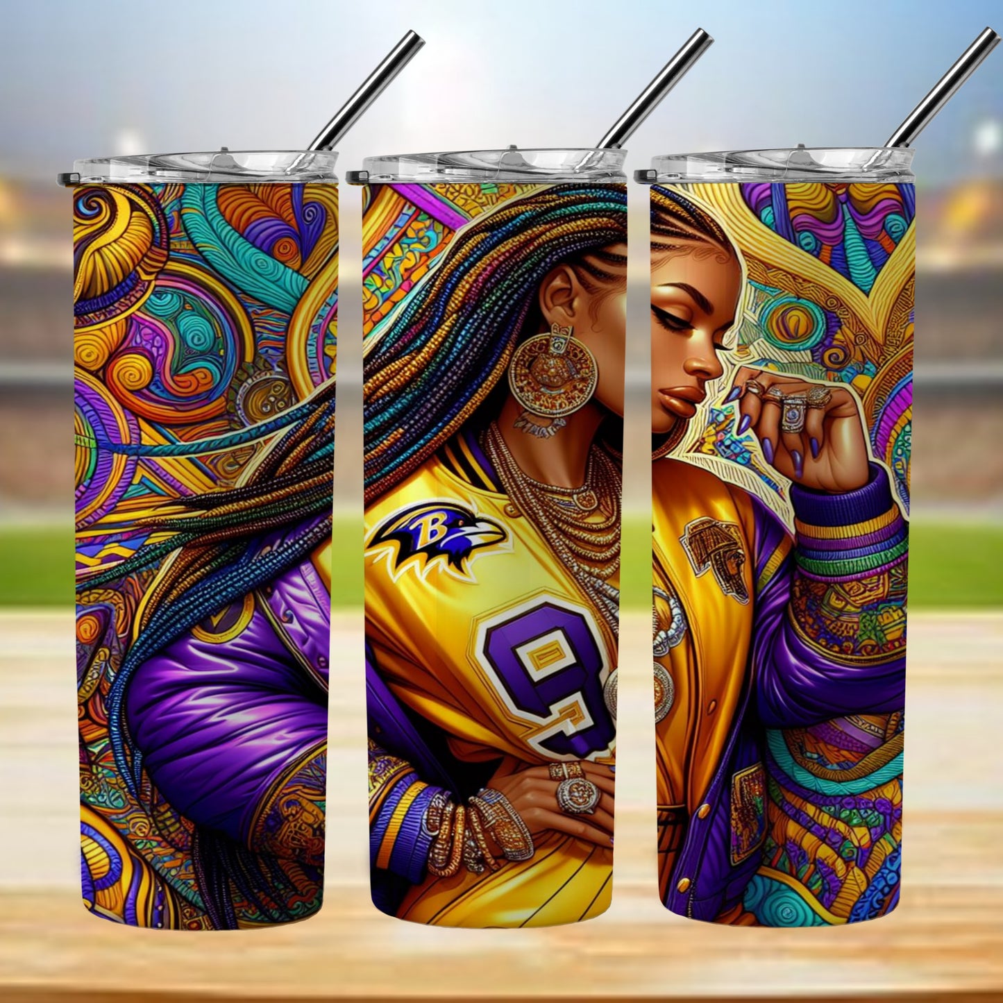 Kaleidoscope Football 20oz Sublimation Tumbler Image Bundle