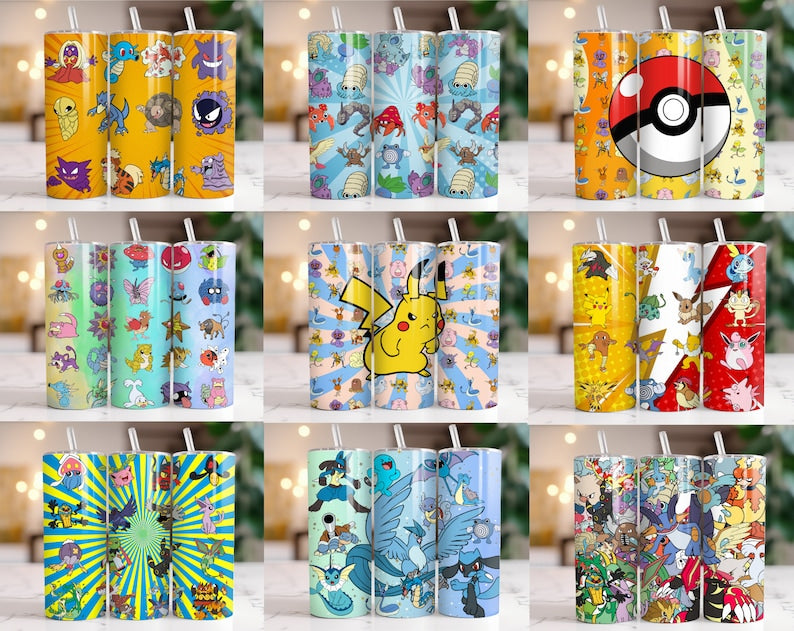 Pokemon Sublimation Tumbler Images Bundle 20 oz