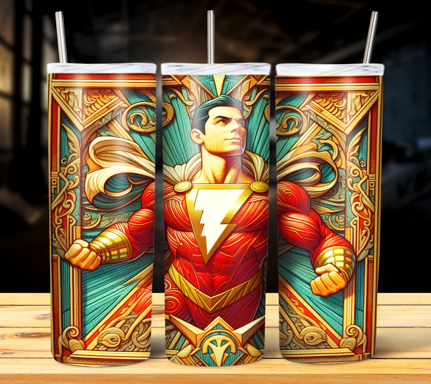 Superhero WoodCarve Sublimation Tumbler Images Bundle 20 oz