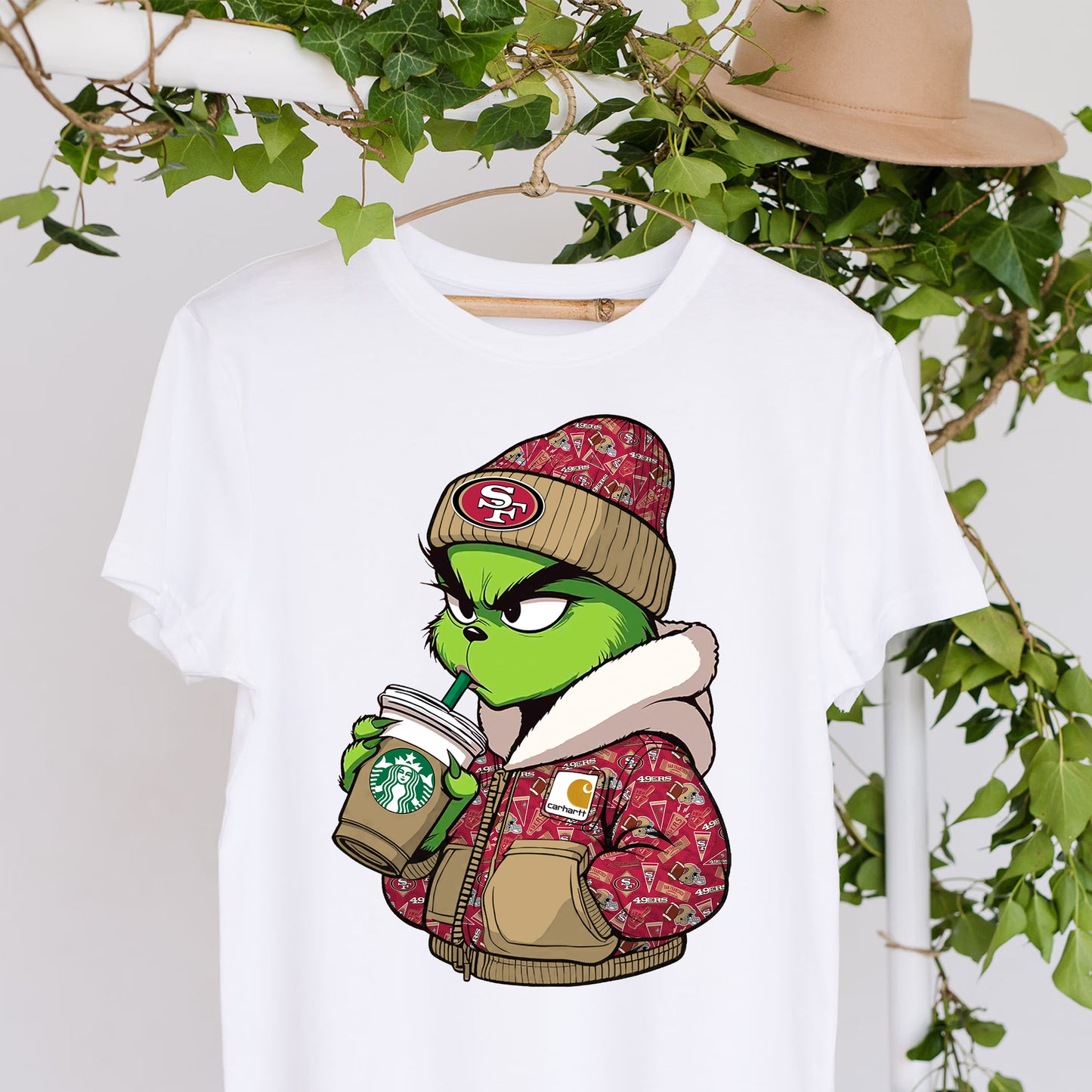 Christmas Grouch Football Sublimation T-Shirt Images / DTF