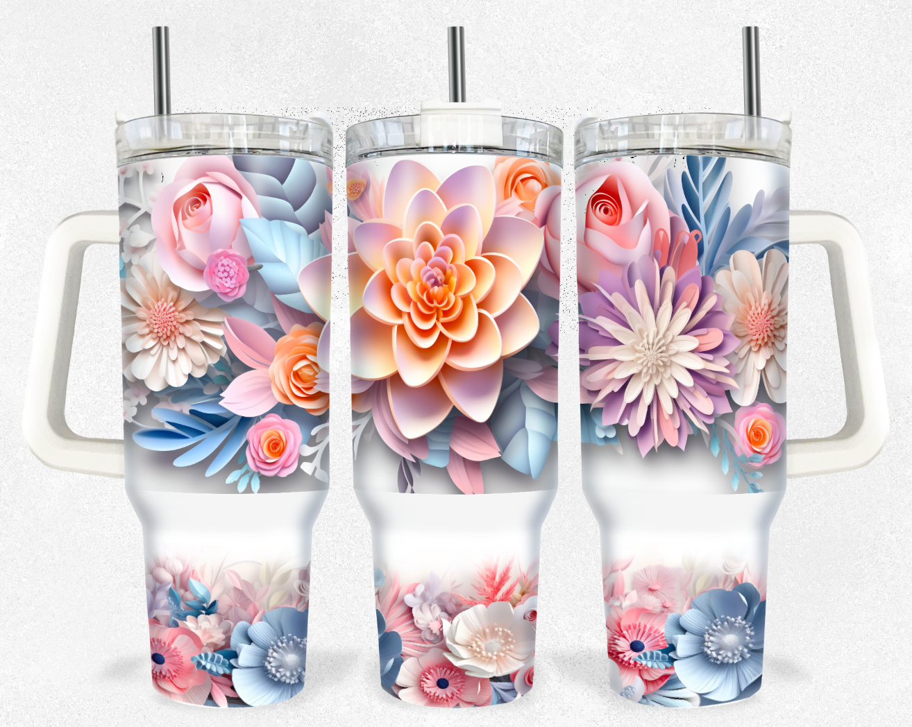 Paper Floral Sublimation 40oz Tumbler Image