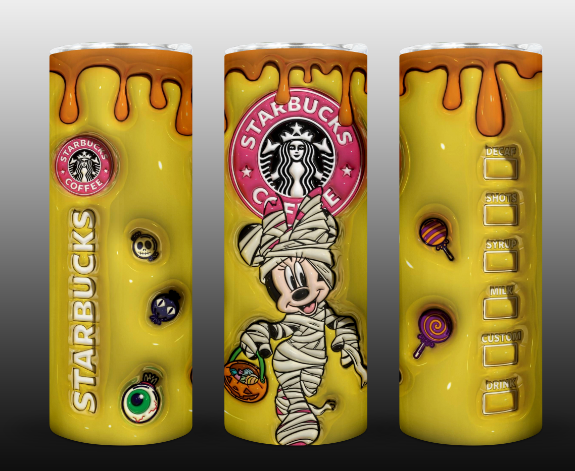 Halloween 3D Inflate Sublimation 20oz Tumbler Image Puff