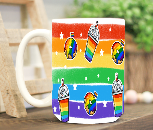 Rainbow Coffee 11/15oz Mug Sublimation Tumbler Image