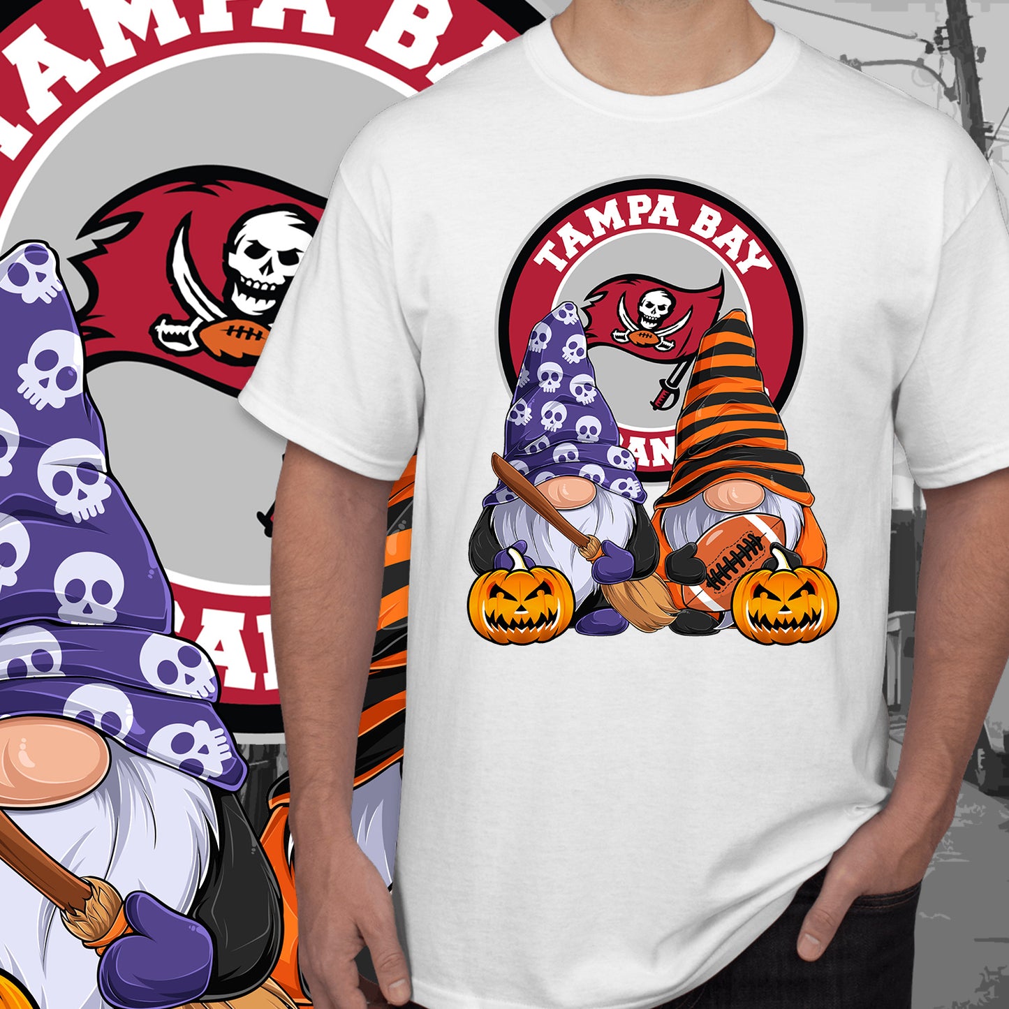 Halloween Football Gnomes Sublimation/DTF T-Shirt Images