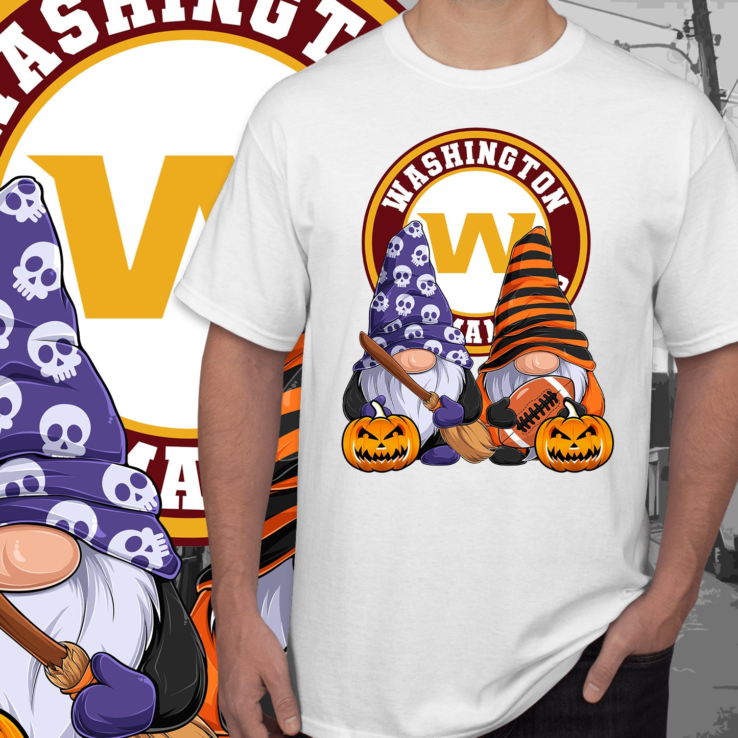 Halloween Football Gnomes Sublimation/DTF T-Shirt Images