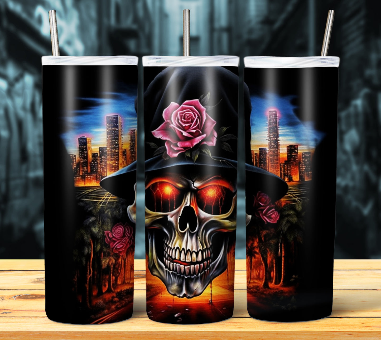 Airbrush Skulls Sublimation 20oz Images Bundle