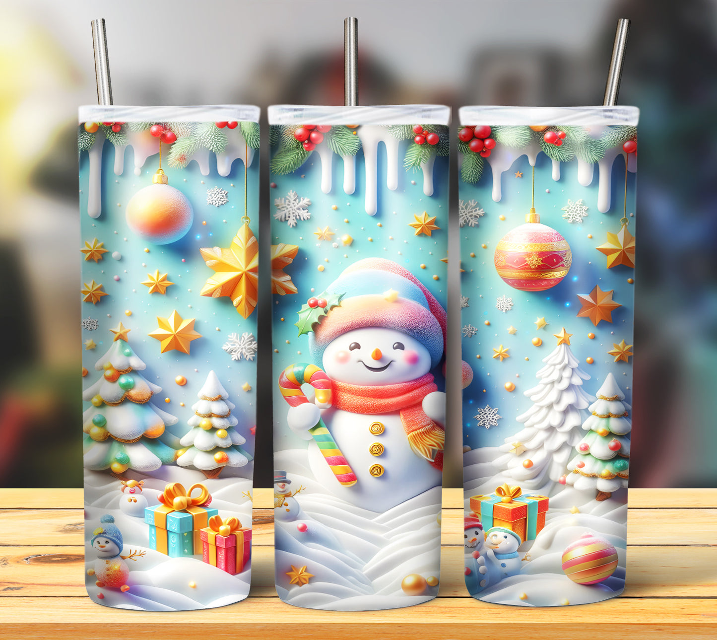 Cute Christmas Snoman Sublimation 20oz Images Bundle