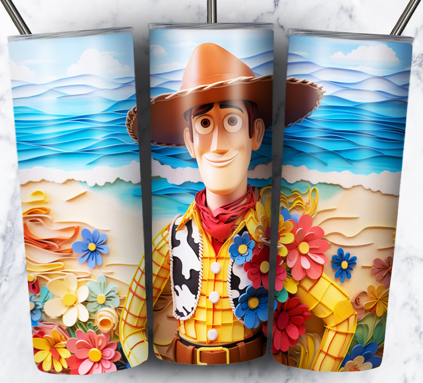 Cartoon Paper Beach Sublimation 20oz Tumbler Images Bundle