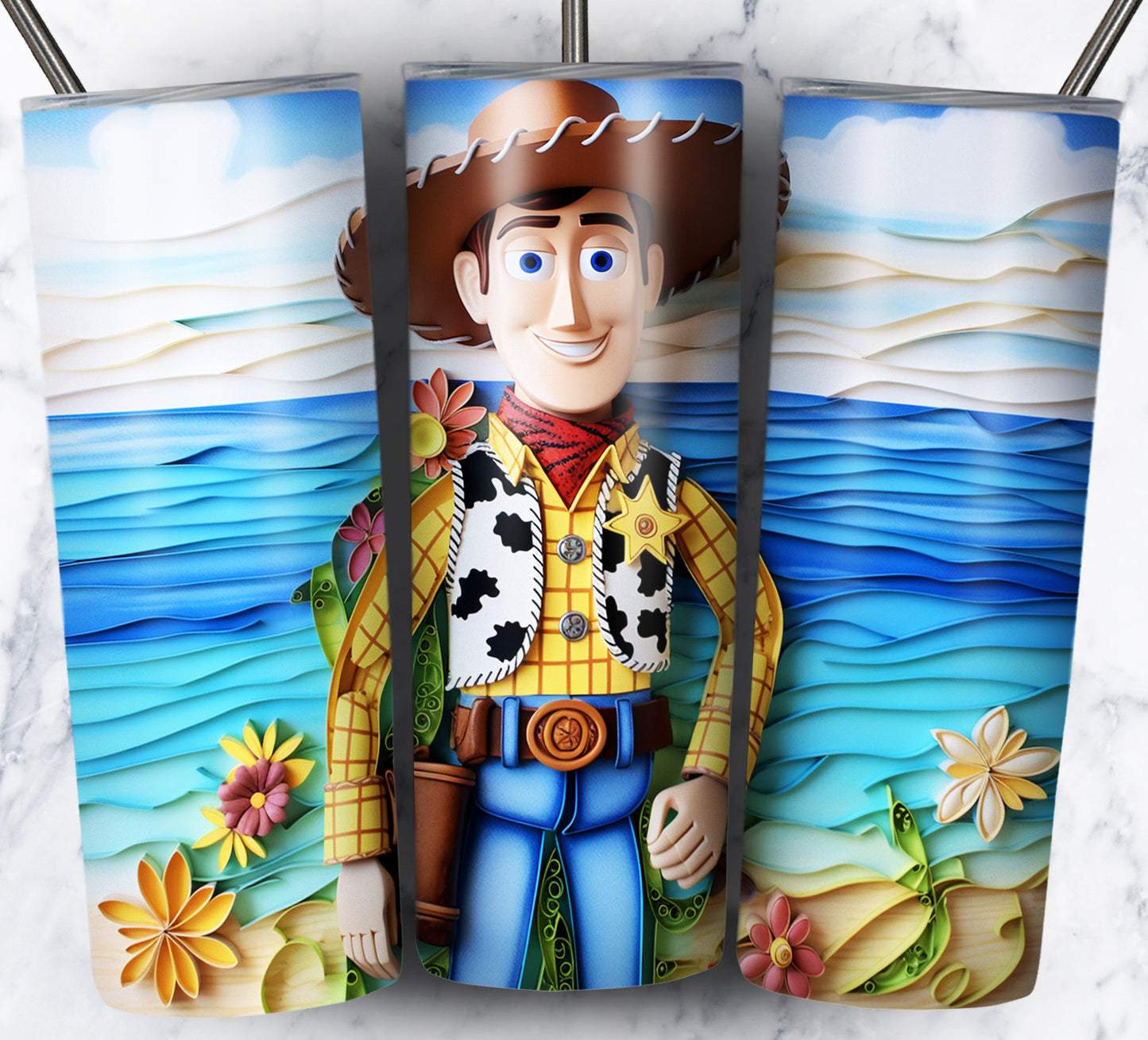 Cartoon Paper Beach Sublimation 20oz Tumbler Images Bundle