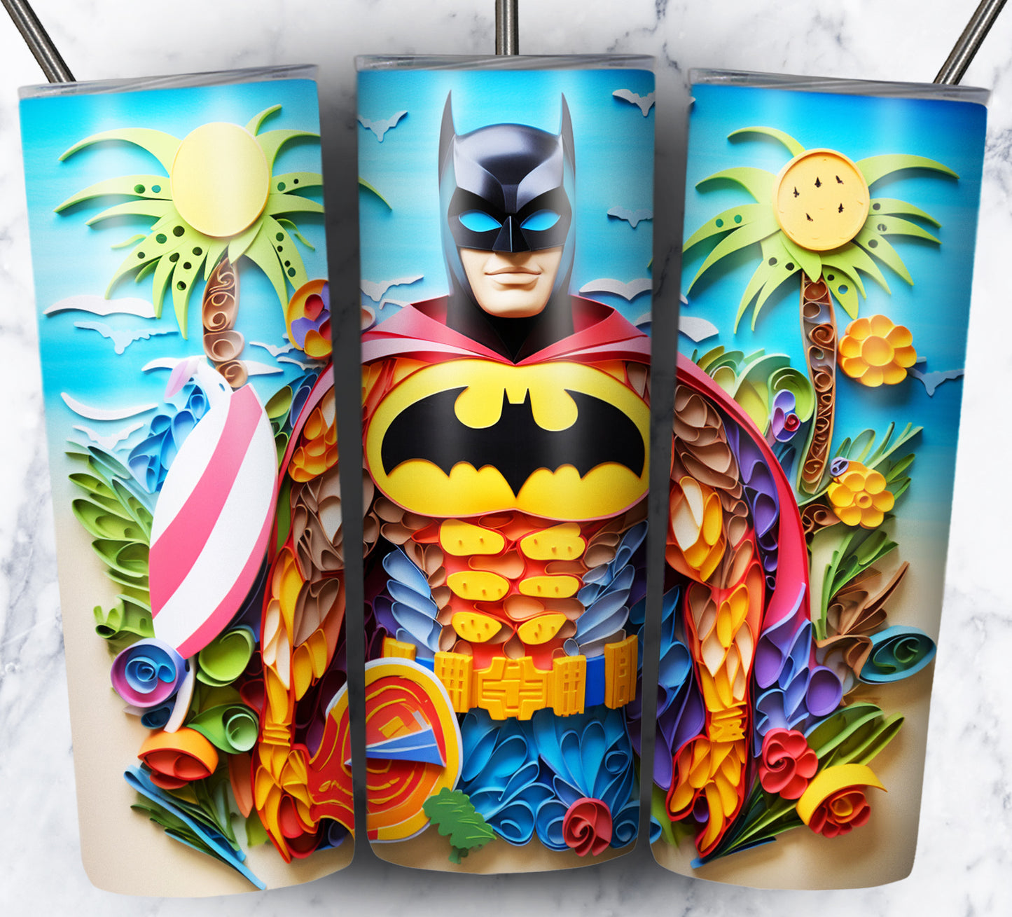 Cartoon Paper Beach Sublimation 20oz Tumbler Images Bundle