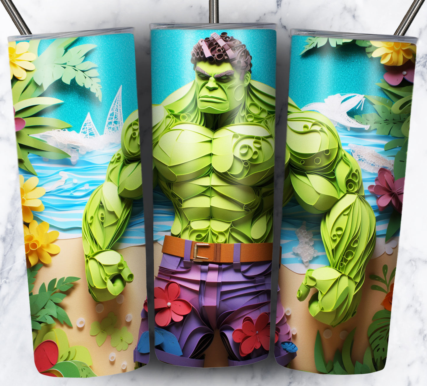 Cartoon Paper Beach Sublimation 20oz Tumbler Images Bundle