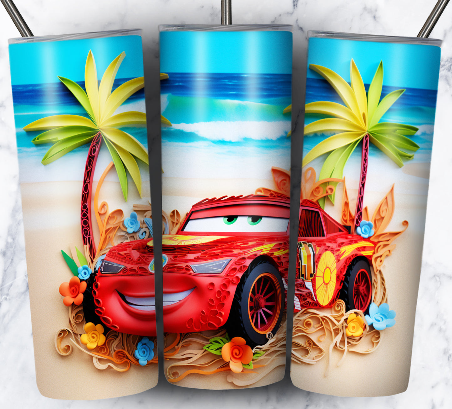 Cartoon Paper Beach Sublimation 20oz Tumbler Images Bundle