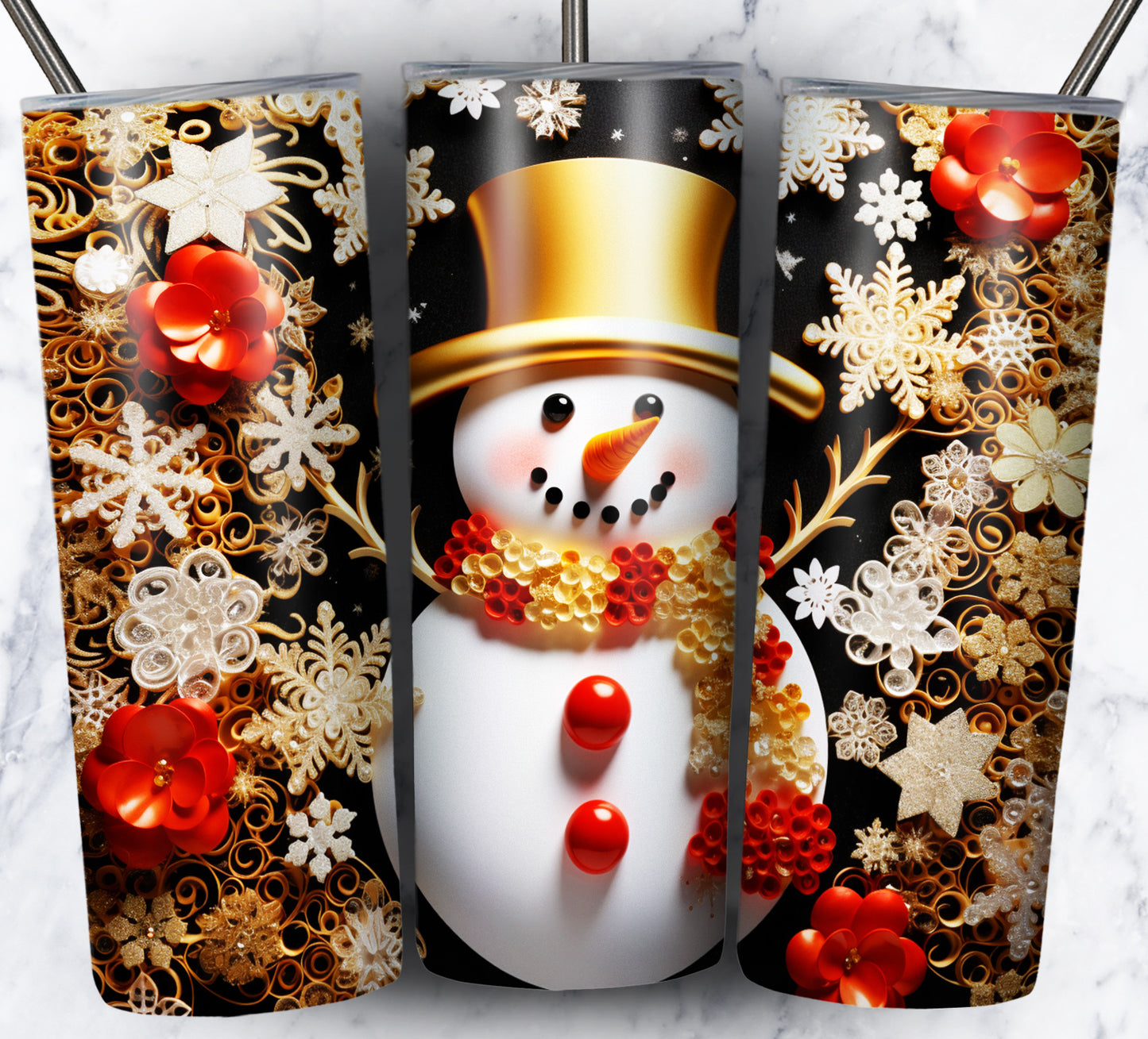 60+ 3D Christmas Floral Sublimation 20oz Images Bundle