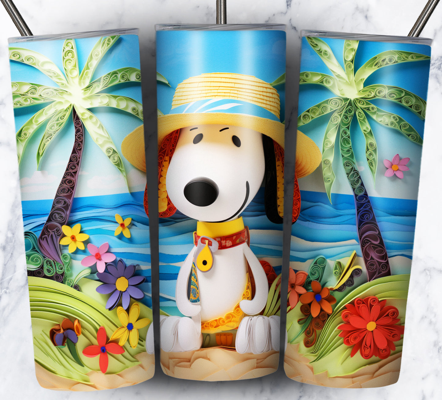 Cartoon Paper Beach Sublimation 20oz Tumbler Images Bundle