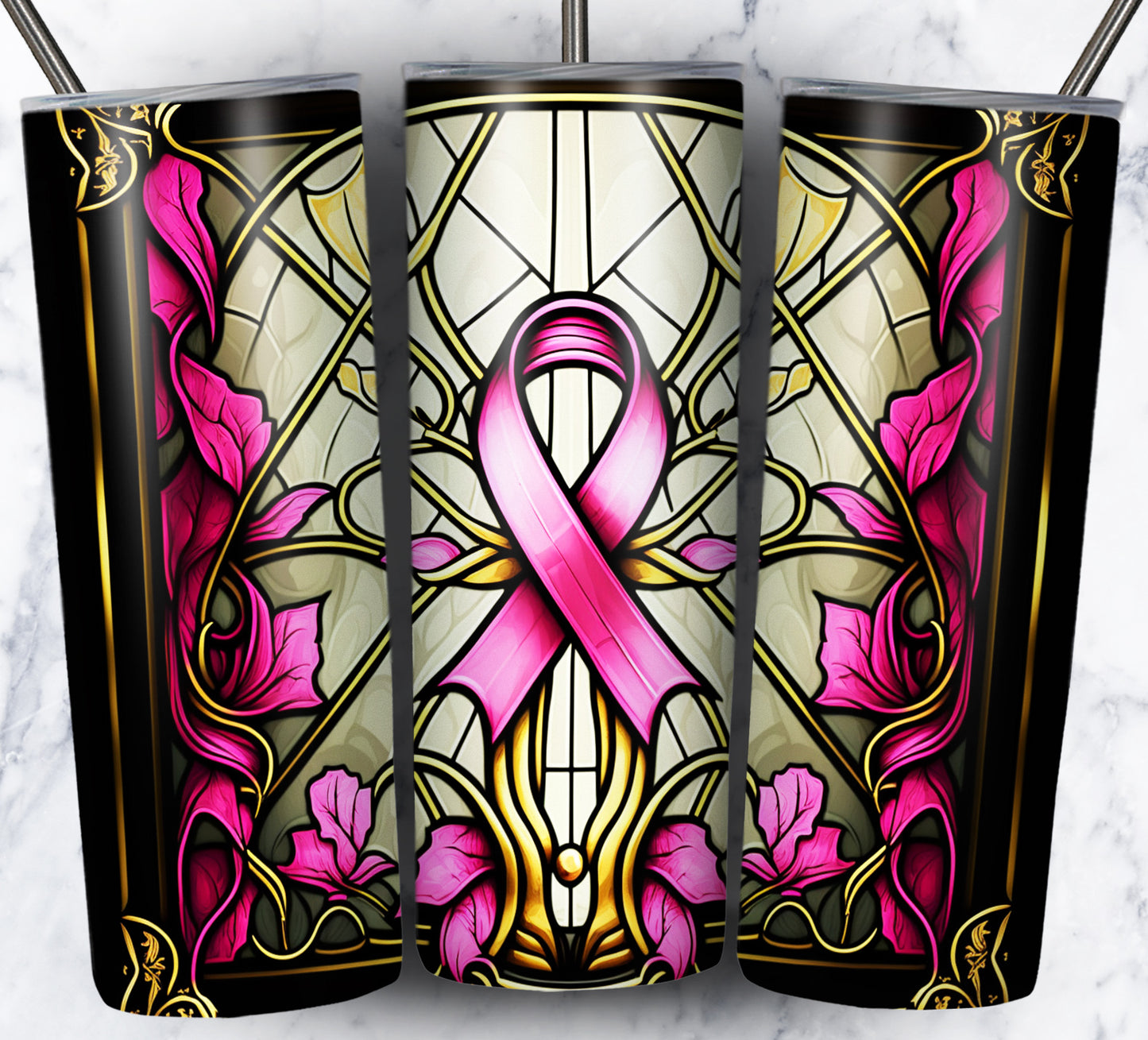 40+ Stain Glass Breast Cancer Sublimation 20oz Images Bundle