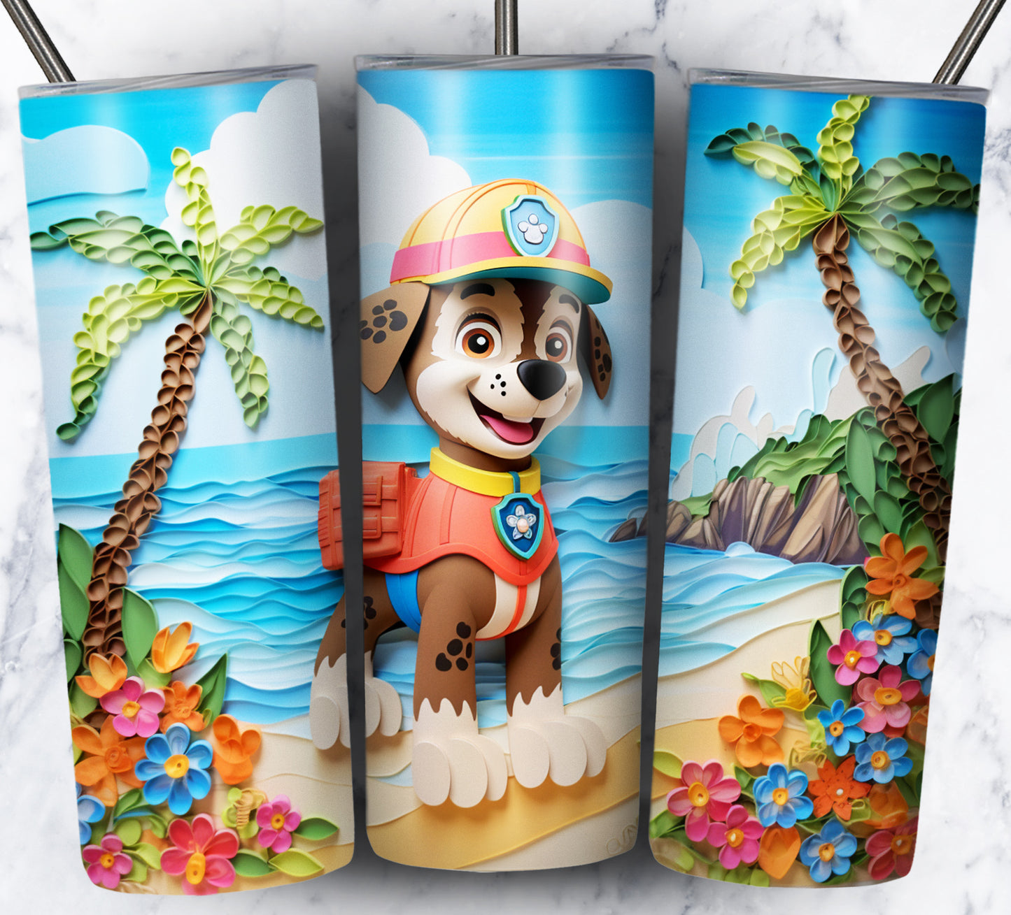 Cartoon Paper Beach Sublimation 20oz Tumbler Images Bundle