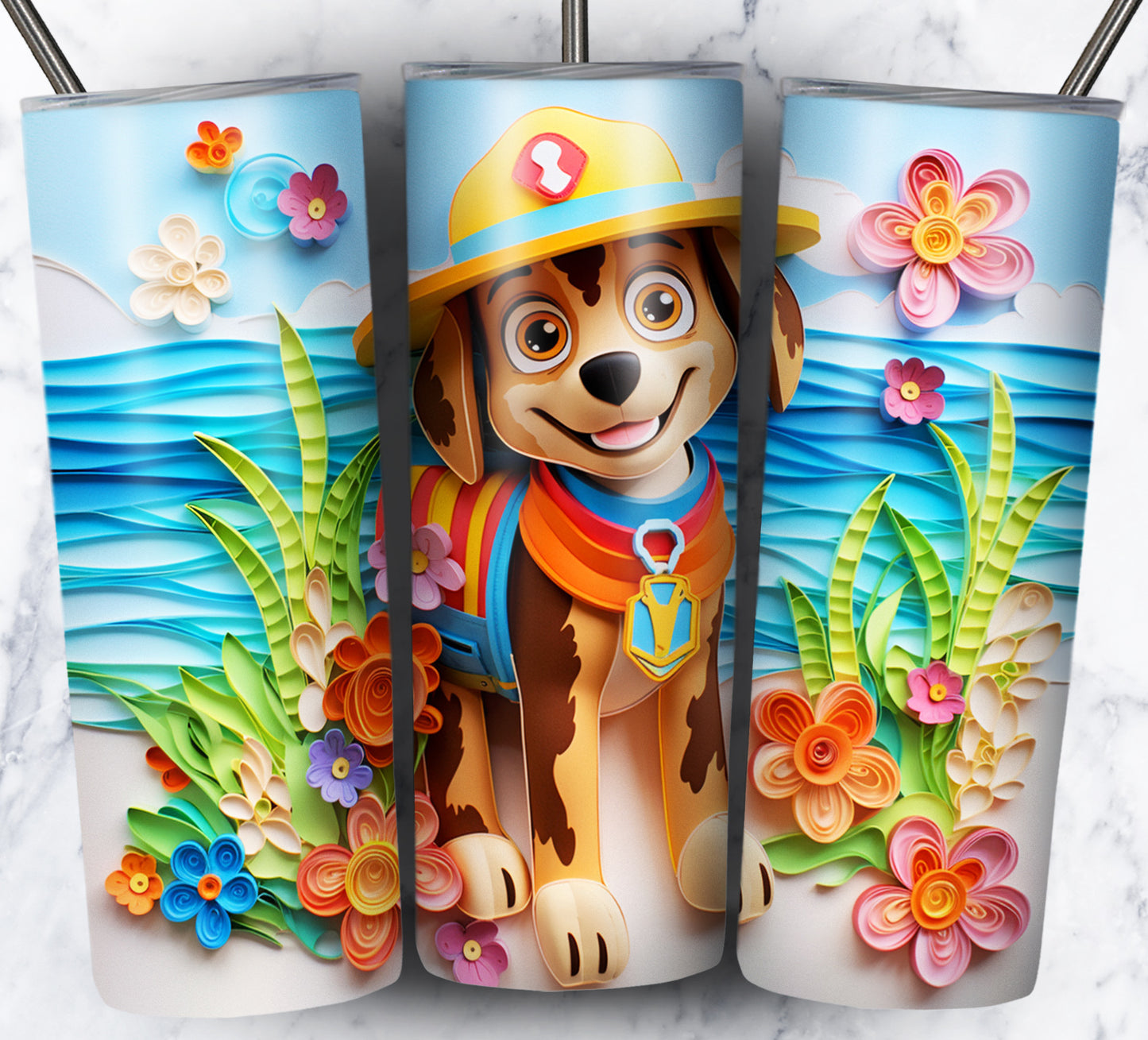 Cartoon Paper Beach Sublimation 20oz Tumbler Images Bundle