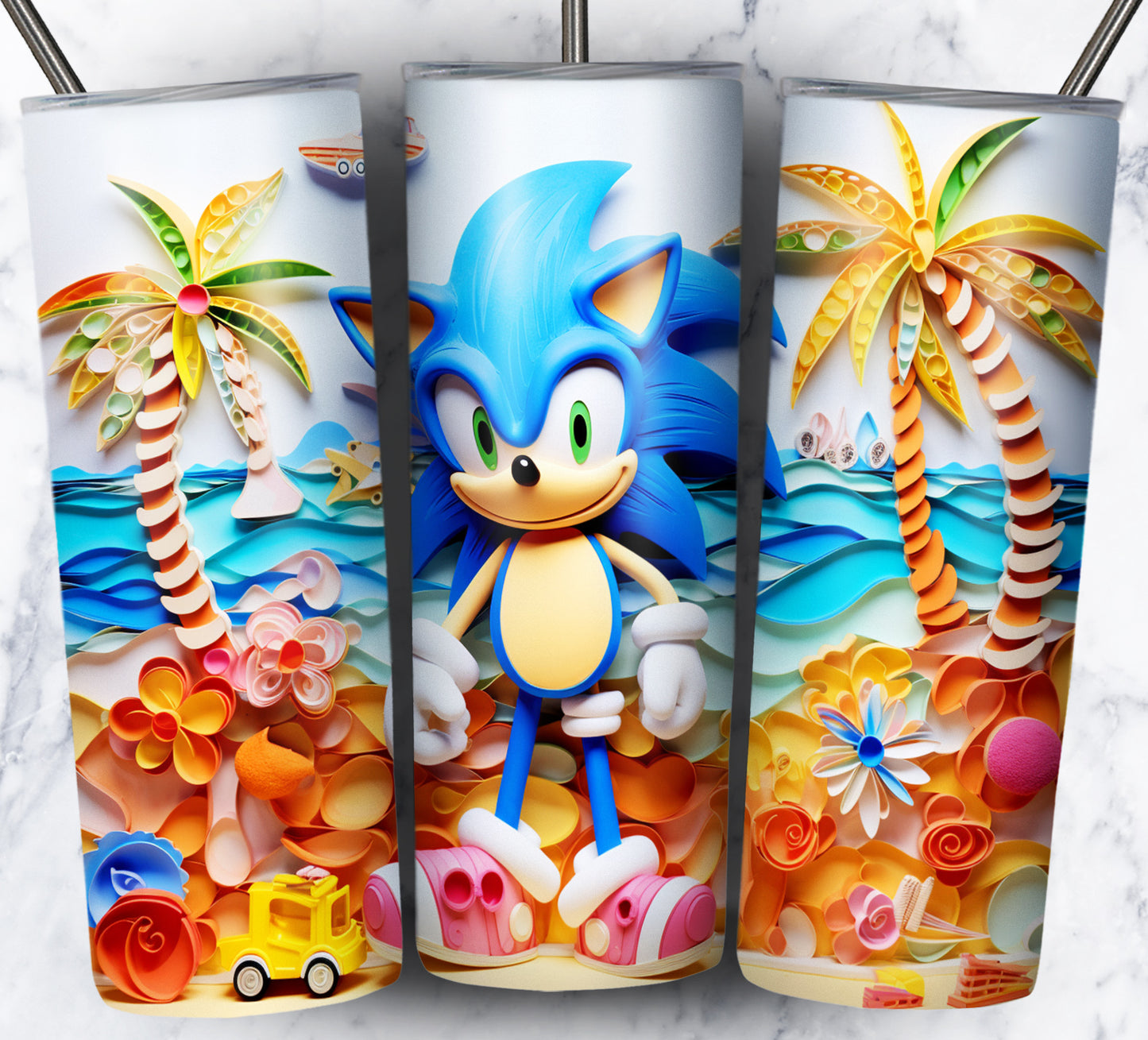 Cartoon Paper Beach Sublimation 20oz Tumbler Images Bundle