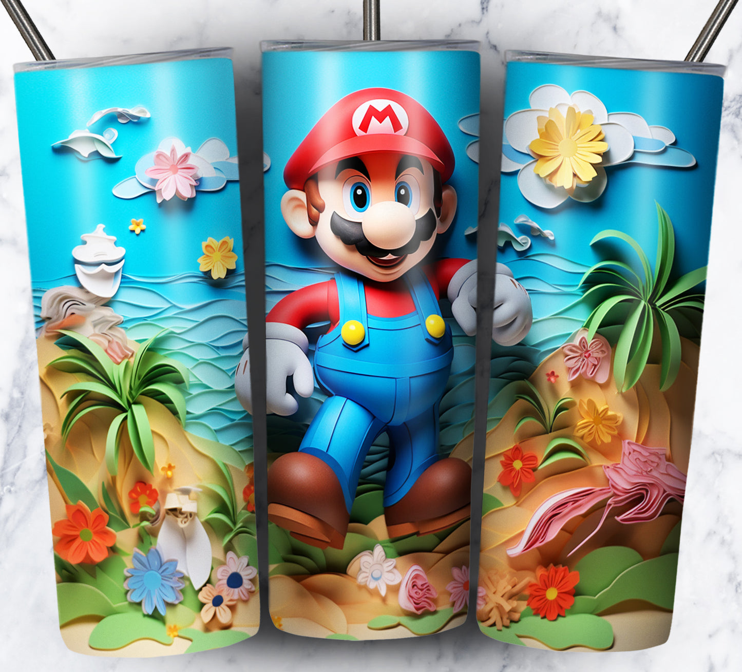 Cartoon Paper Beach Sublimation 20oz Tumbler Images Bundle